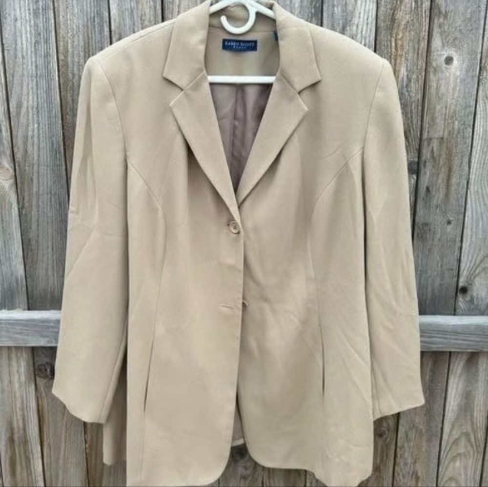 Karen Scott Tan Blazer/Suit Jacket